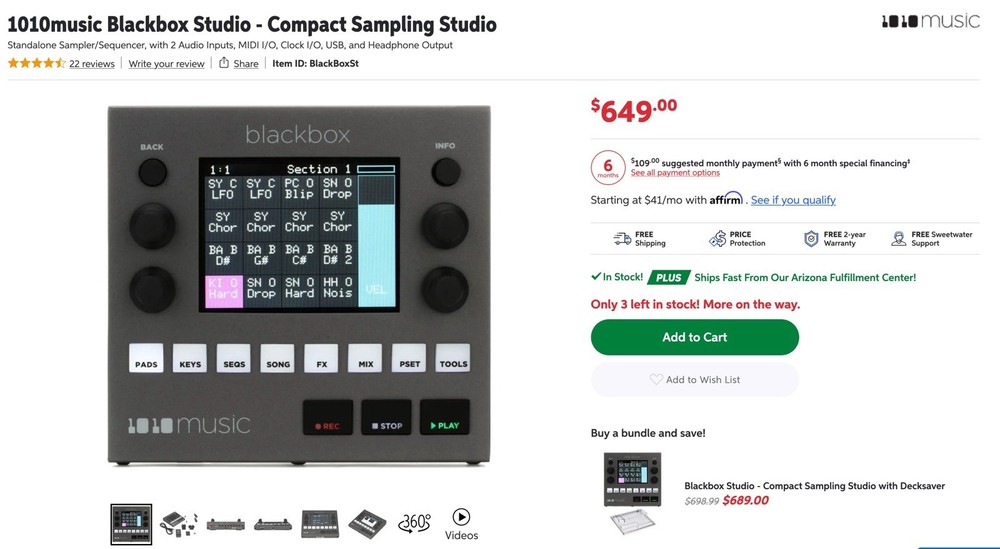 1010music Blackbox Sampler / Sequencer - Excellent Condition