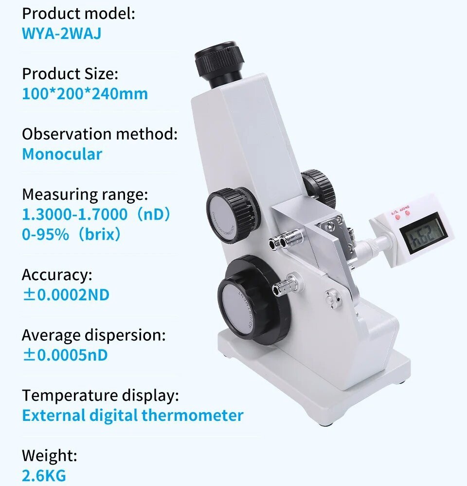 2WAJ Abbe Refractometer Monochromatic Refractometer Digital Brix Refractometer
