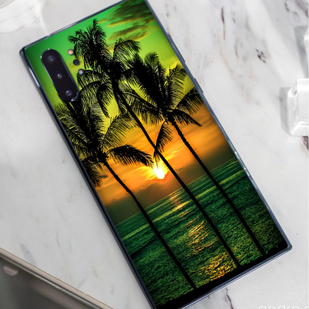 Skins Decal Wrap for Samsung Note 10 Plus Sunset Palm Trees Ocean