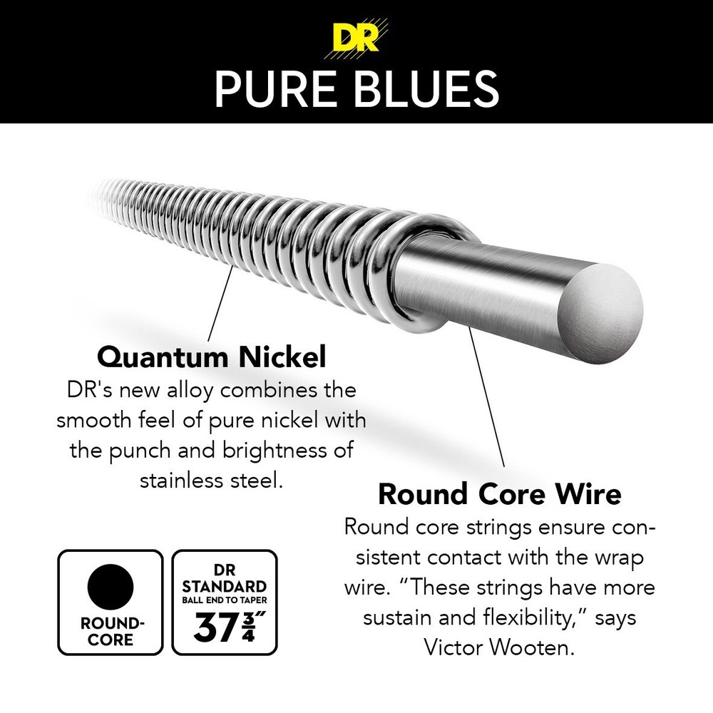 DR Strings Pure Blues Nickel Bass Strings Medium 45-105