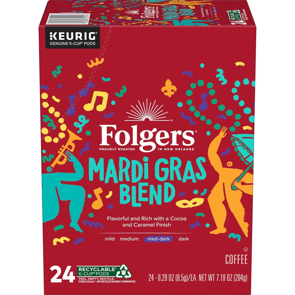 Folgers Colombian Decaffeinated Coffee, Medium Roast,24 Count Box