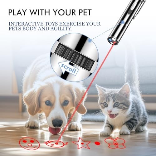 Cat Laser Pointer Toy Dog 7 Adjustable Pattern Long Range Lazer Toy USB Recharge