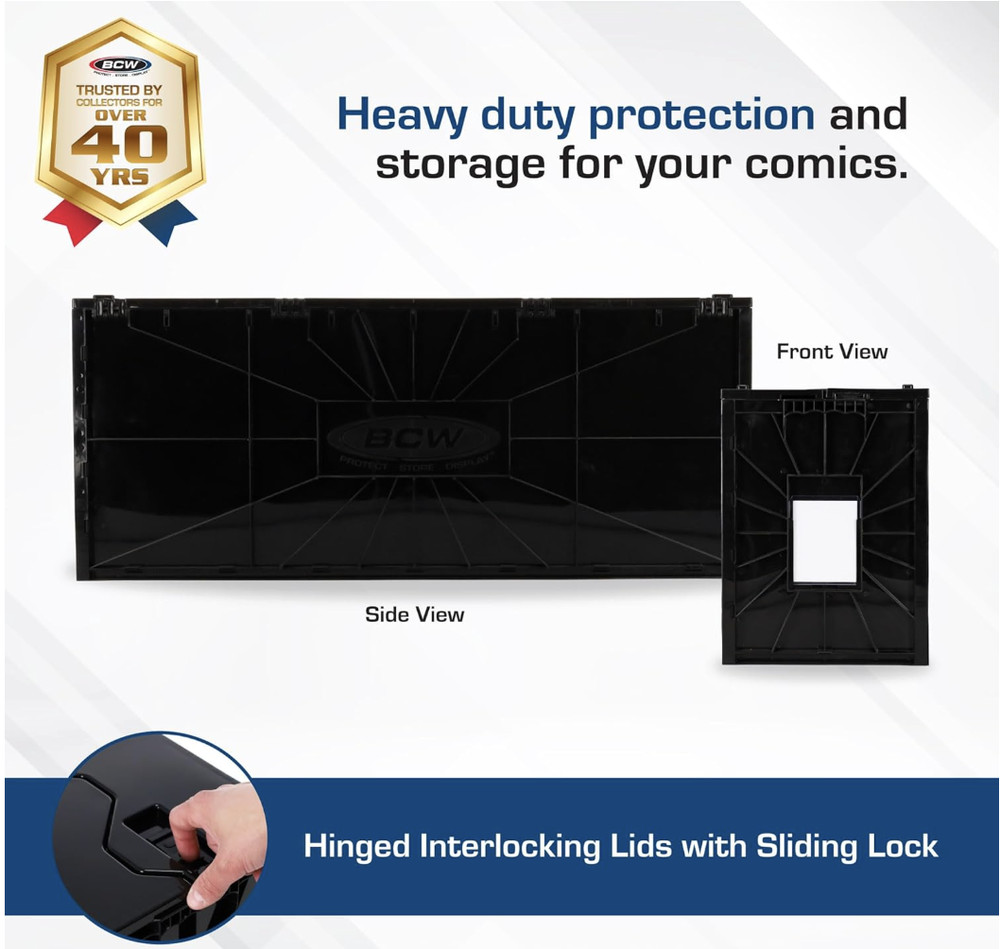BCW LONG Comic Book Storage Box Bin Heavy Duty Plastic Stackble Hold 300 Bags !
