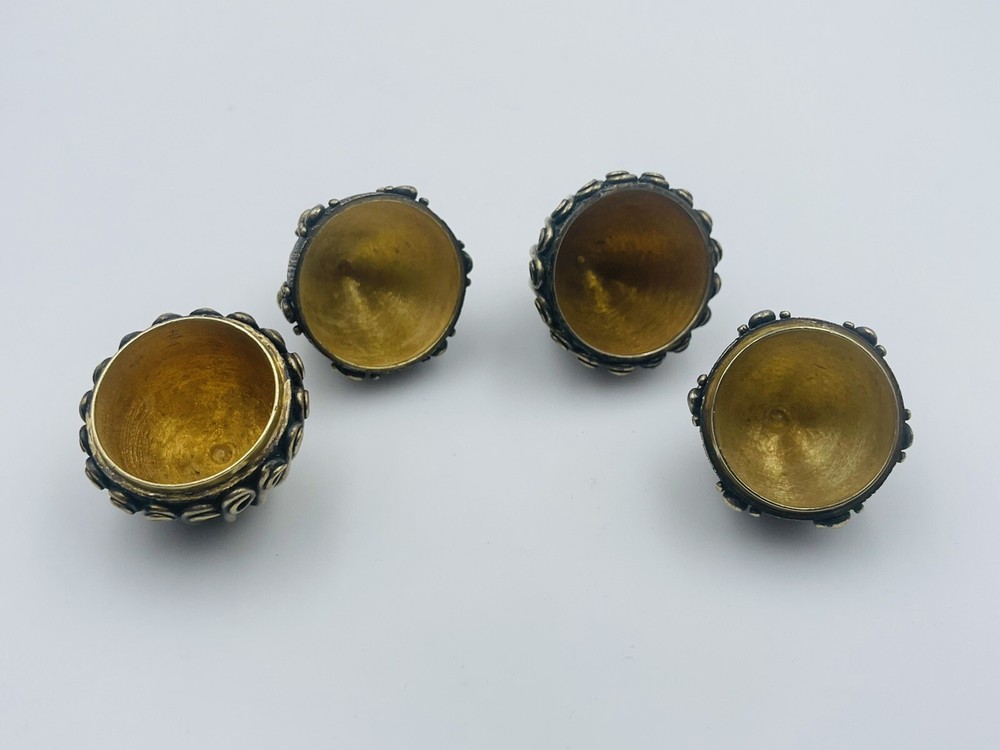 Antique Pair Sterling Silver Ornate Egg Shaped Heavy Pill Boxes