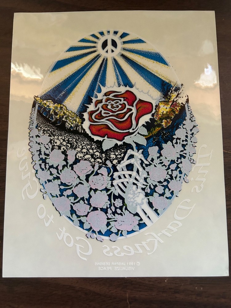Vintage Grateful Dead window decal UNUSED 1991 Jasper Designs VISUALIZE PEACE