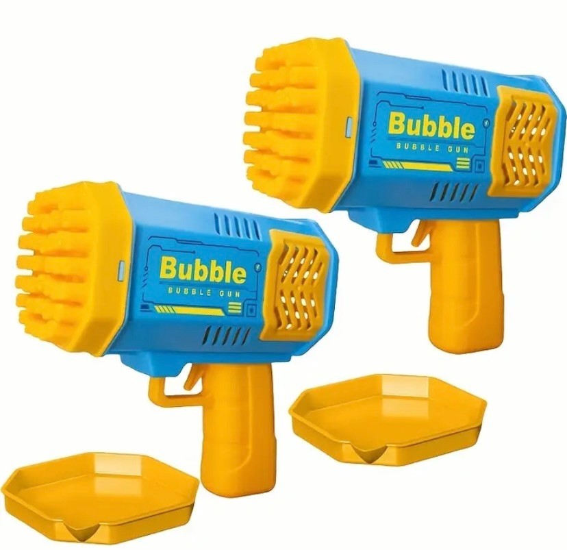 2 Bubble Guns for Kids 40-Hole Light Up Rocket Bubble Machine for Toddlers 1-3