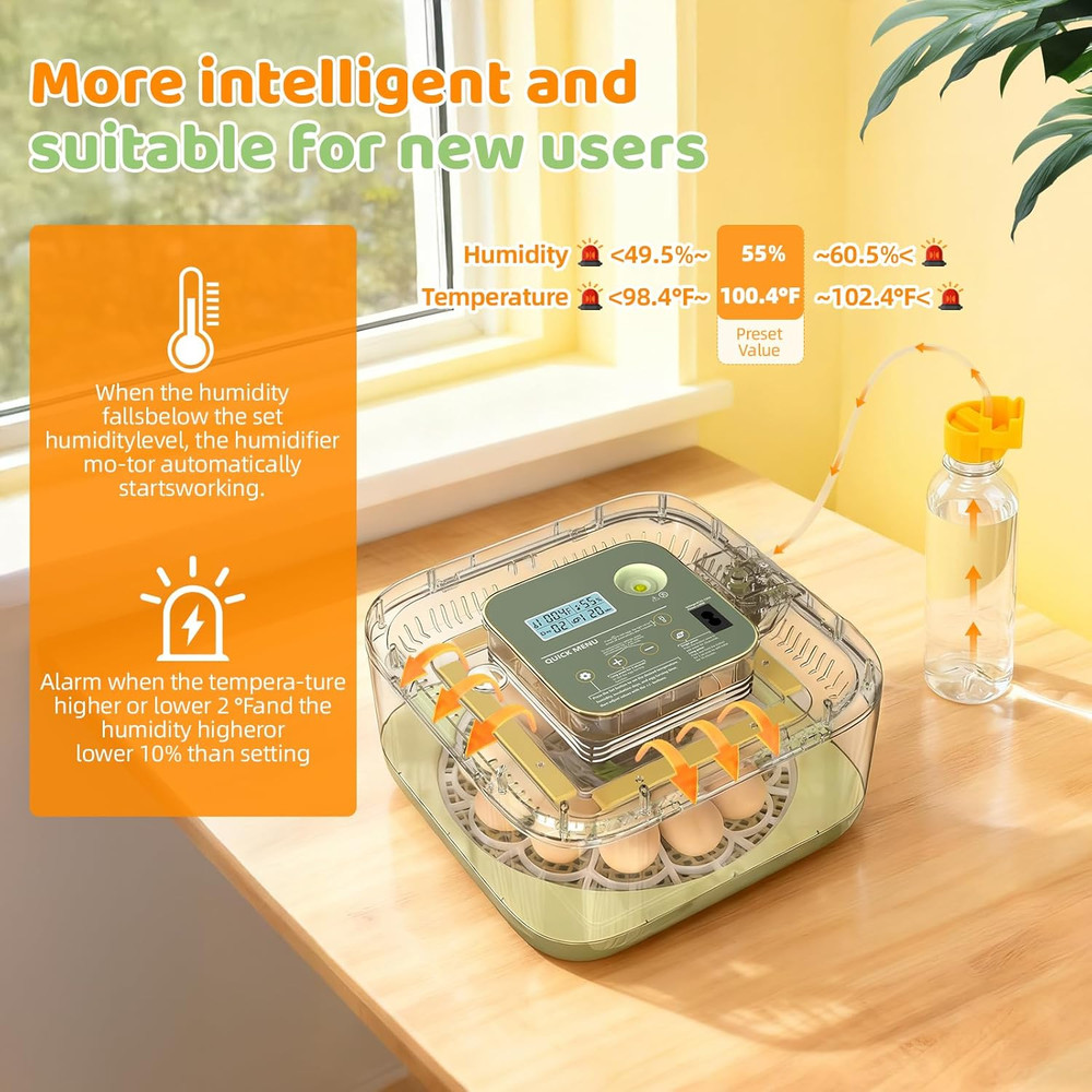 Fully Automatic Egg Incubator for Hatching Eggs, Auto Water Refill & Turner, 12