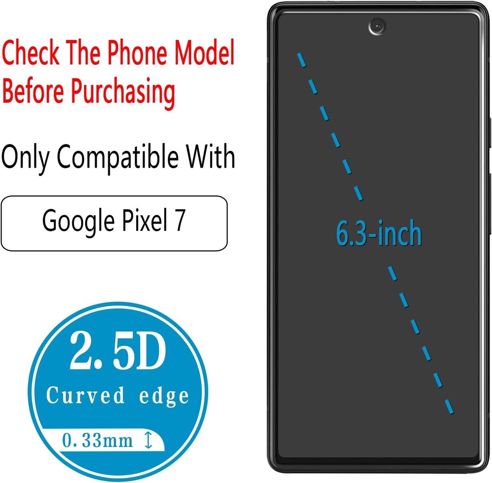 2+2 Pack Screen Protector for Google Pixel 7 with Camera Lens Guards, 9H Tempere