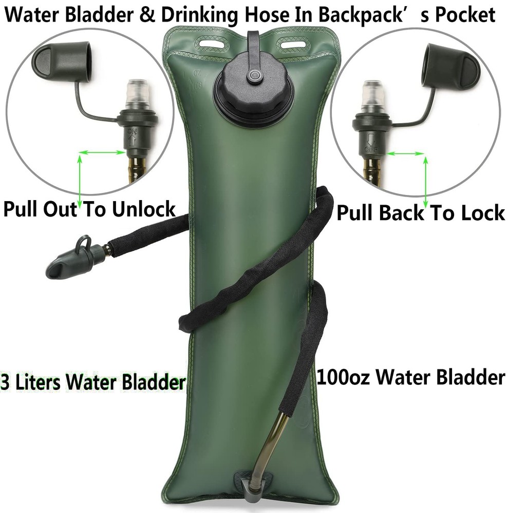 Tactical Hydration Pack 3L Water Bladder Backpack Lightweight Water Storage R...