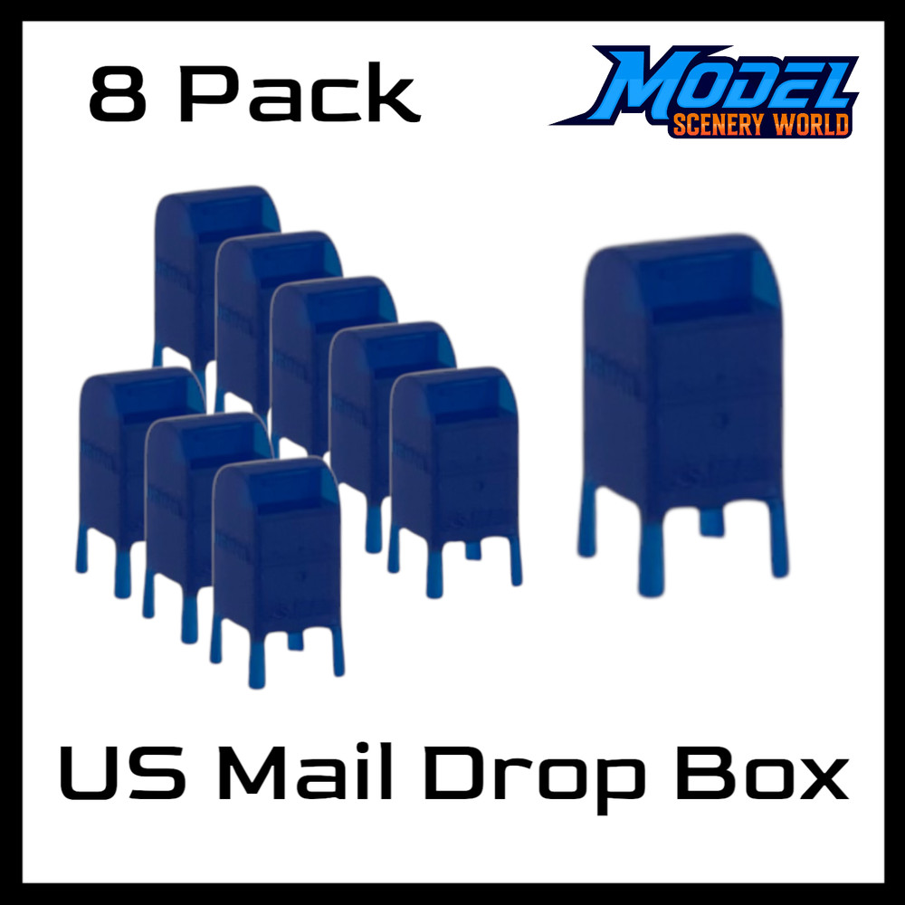 US Mail Drop Box (8pk) - HO Scale - Blue