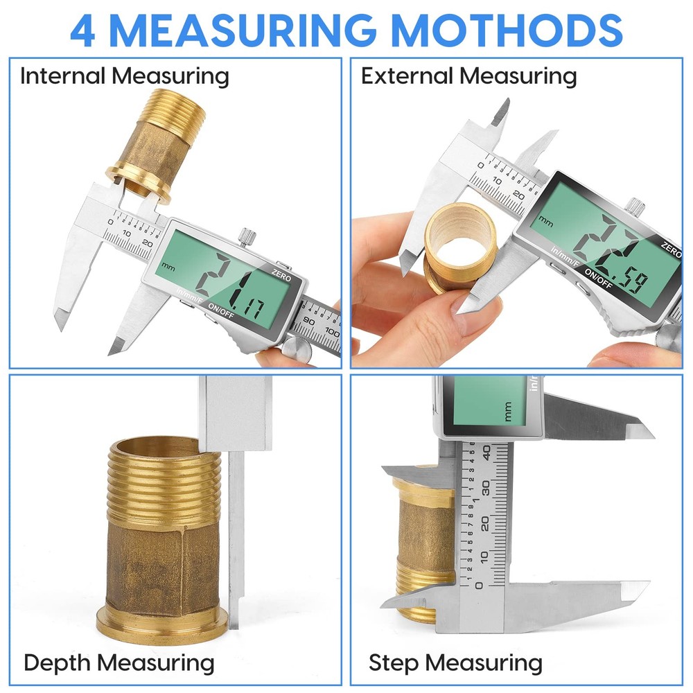 Digital Caliper, 6 Inch Caliper Tool with Extra Large LCD Screen, Auto-Off Fe...