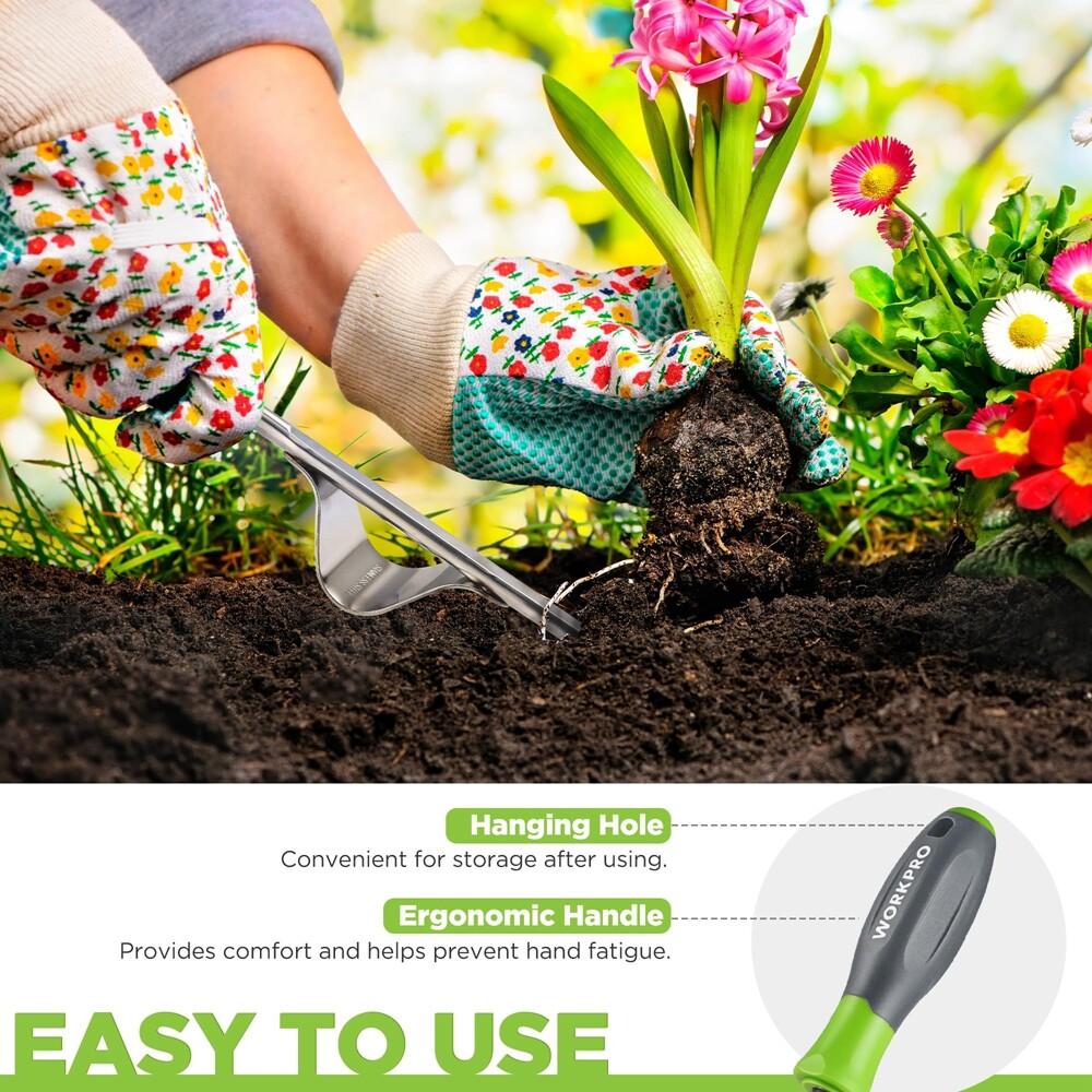 WORKPRO V-Shaped Weed Removal Tool Garden Deeper Root Digging Stainless Steel
