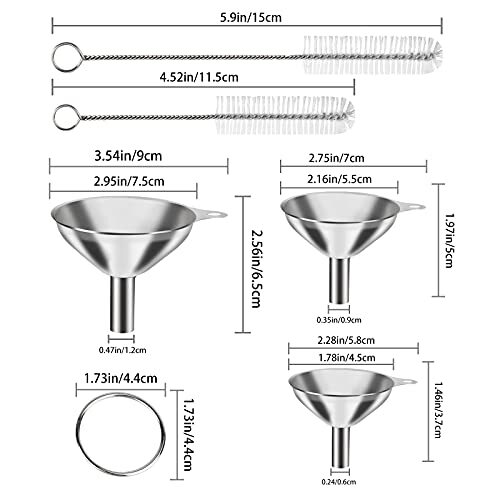 6 Pcs Stainless Steel Mini Funnels for Kitchen use. Large Tiny Funnels set