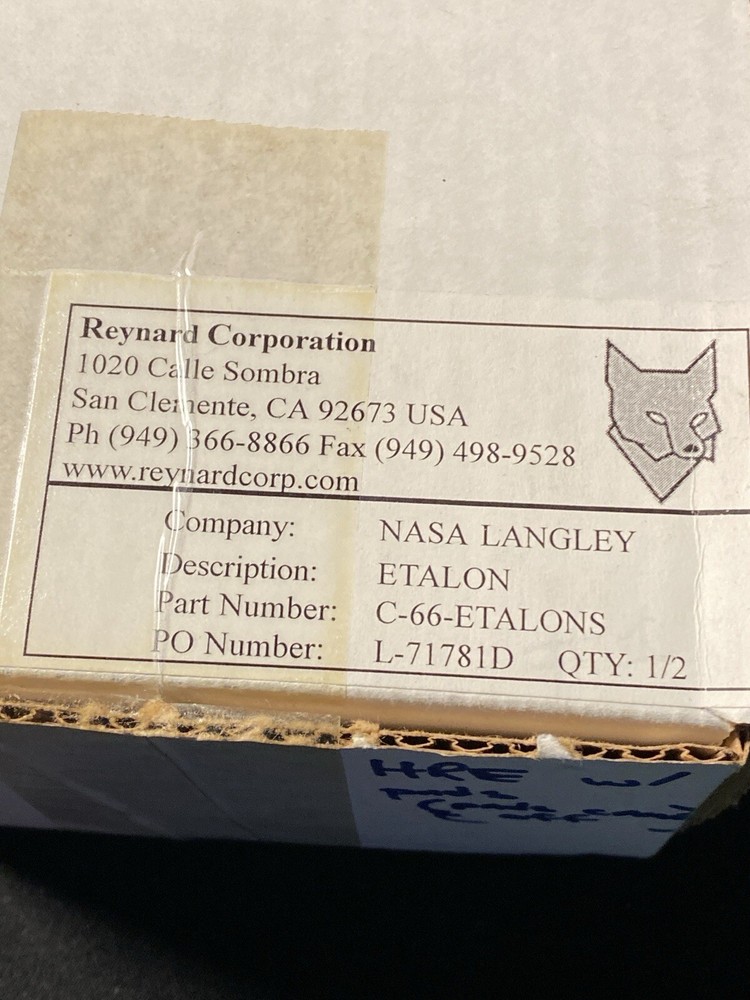 NASA Owned Zerodur Etalon Plates,, Matched Optical Pair