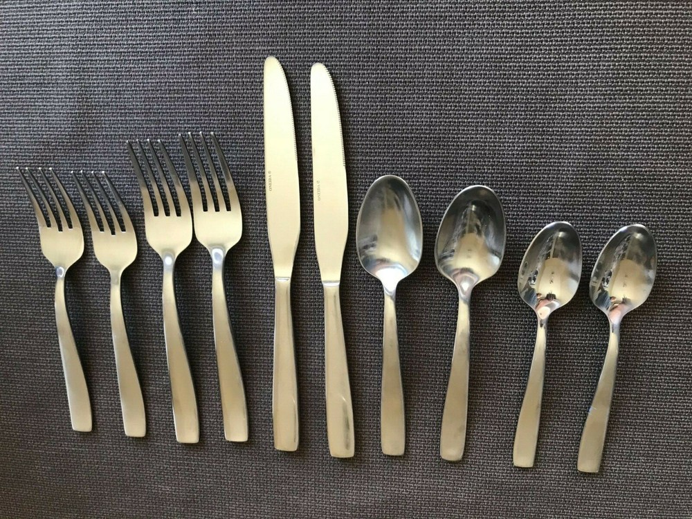 10 pcs. Oneida EVERDINE Stainless flatware--2 place settings--VGUC--Satin--