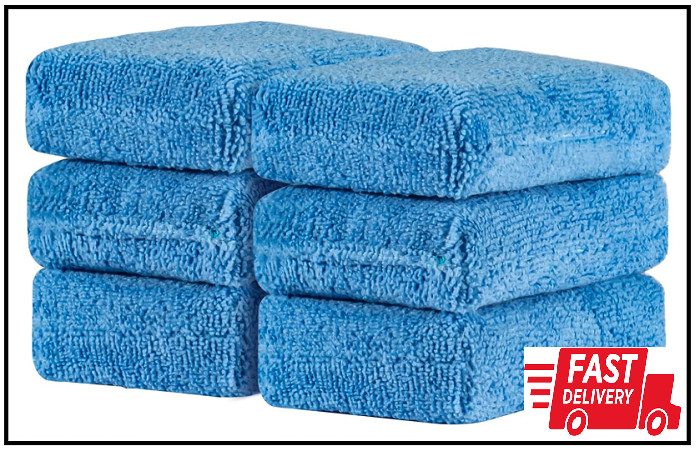 Sukh Microfiber Rectangle Sponge Detailing Pads - Microfiber Wax Foam ⭐️⭐️⭐️⭐️⭐