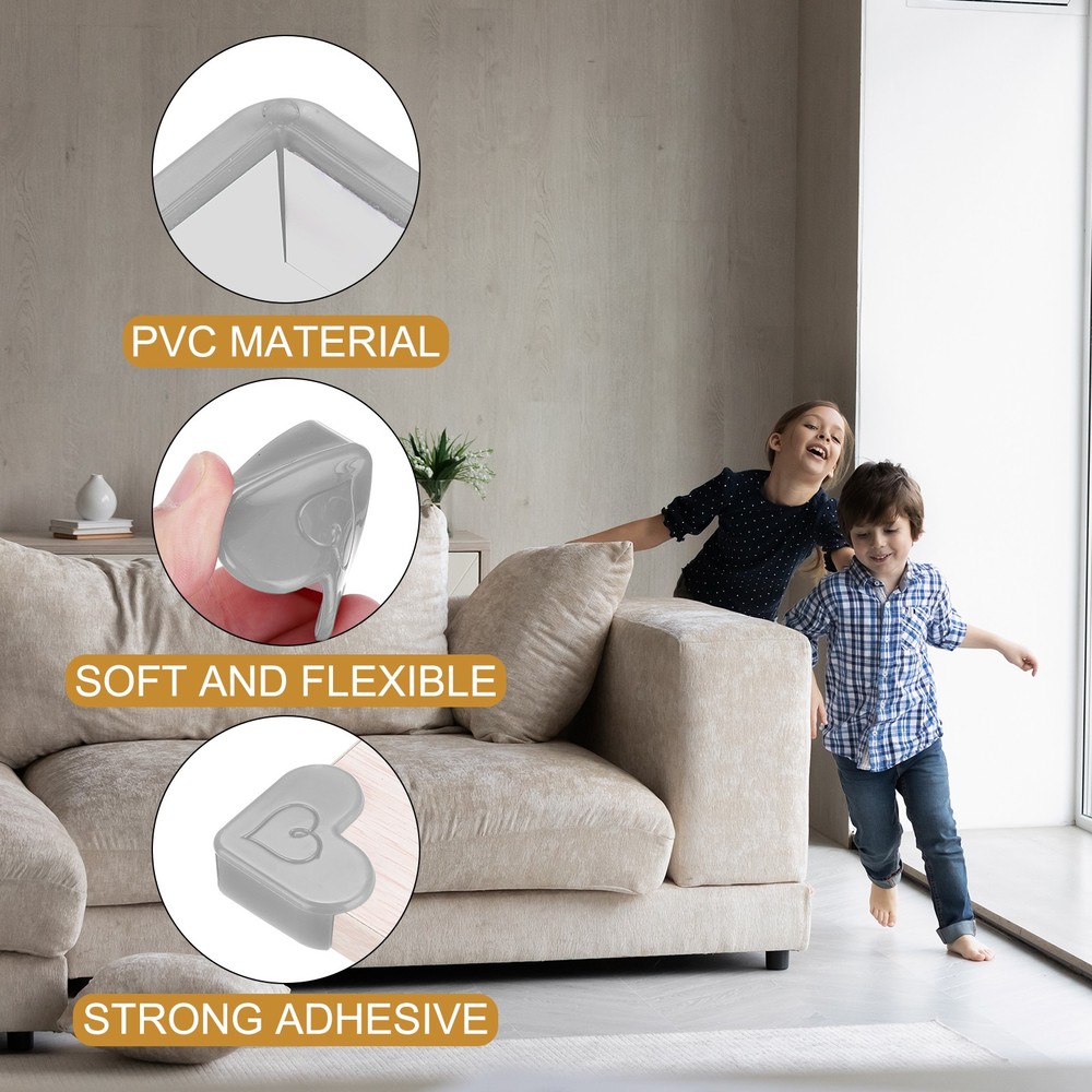 Corner Protectors 24Pcs Table Corner Protectors(Heart-shaped, Grey)