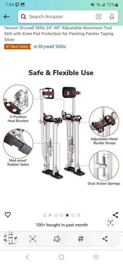 Drywall Stilts 24-40 in. Adjustable Drywall Stilts - Silver