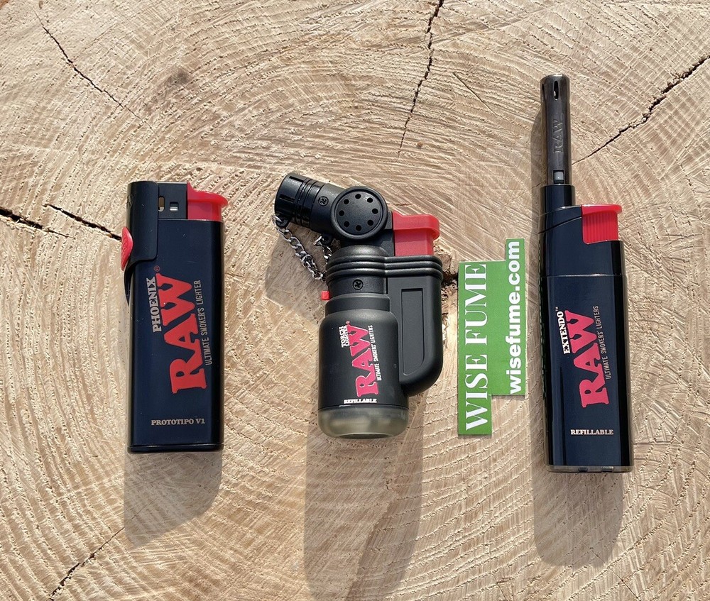 Zig Zag UNBLEACHED KING Size Pre-Rolled Cone +Raw Torch Phoenix Extendo Lighter