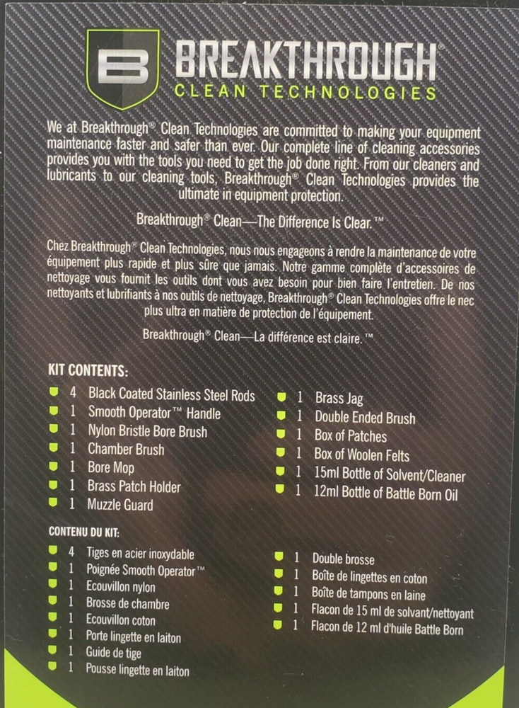 Breakthrough Clean Technologies 223/5,56/22 Caliber Rifle Cleaning Kit NEW!