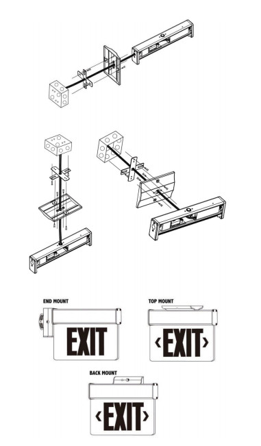 LED Exit Emergency Sign Light Red/Green Color Switchable- ABS Fire Resistance