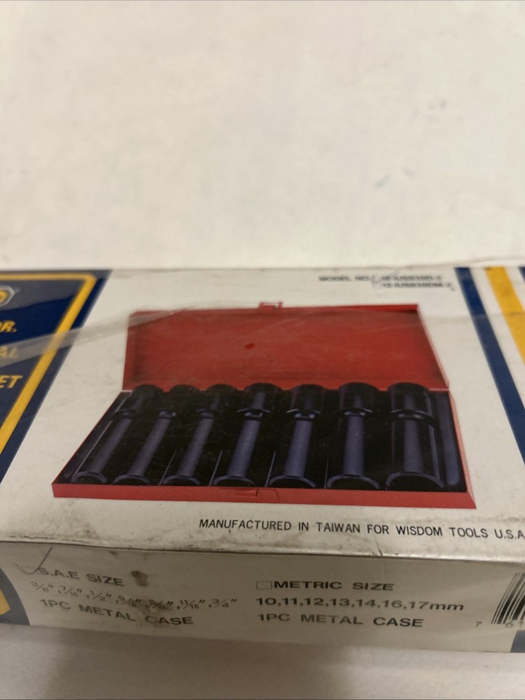 Wisdom Tools USA, 8 PC Deep Universal Impact 3/8” DR SAE Socket Set,