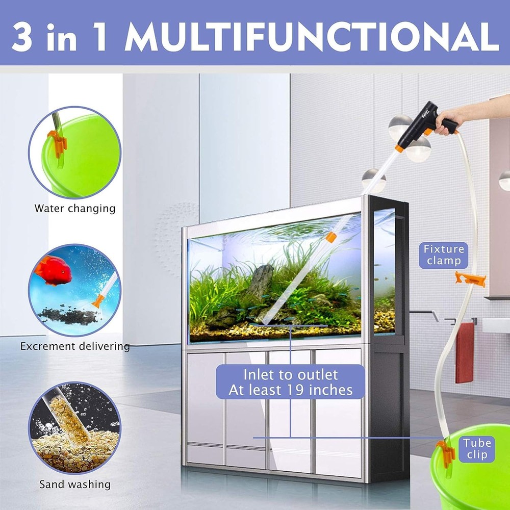 Durable Aquarium Siphon Vacuum Cleaner with Quick Water Change Functionality
