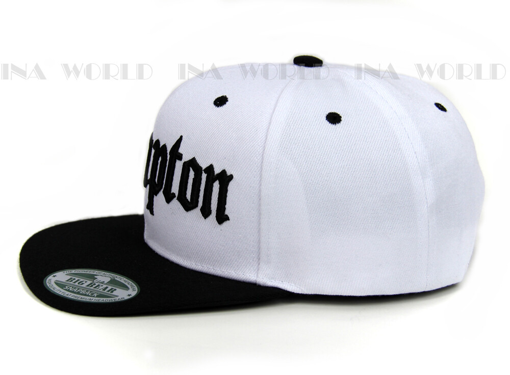 COMPTON hat 3D Embroidered Snapback Baseball cap Flat Bill -White/Black