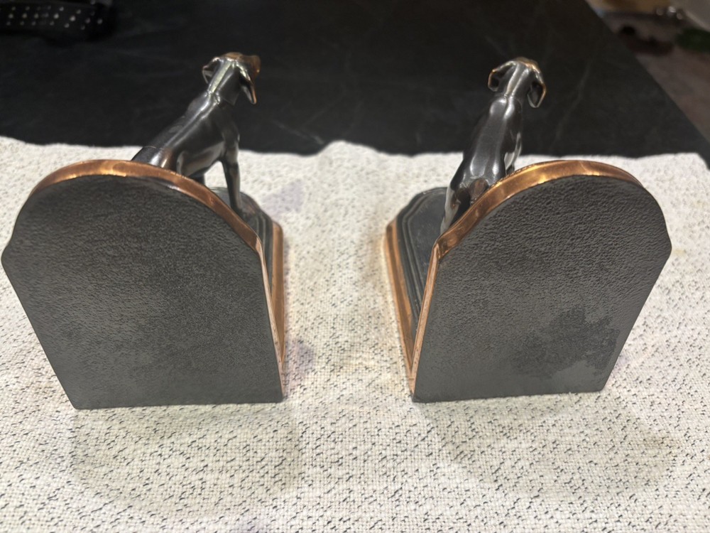 Copper plated Pointer Dog Bookends C. 1940