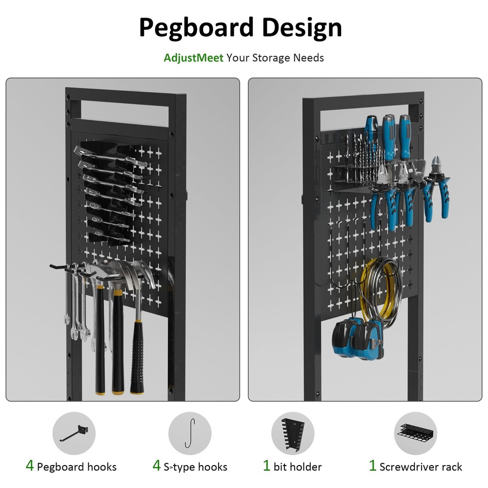 VDEVY Power Tool Organizer Cart, Rolling Tool Drills Holders Storage Rack on ...