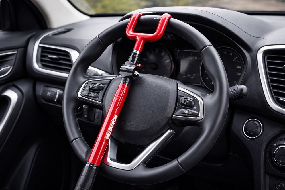 Anti-Theft Steering Wheel Lock Double Hook Keyed Extendable Car Van Security