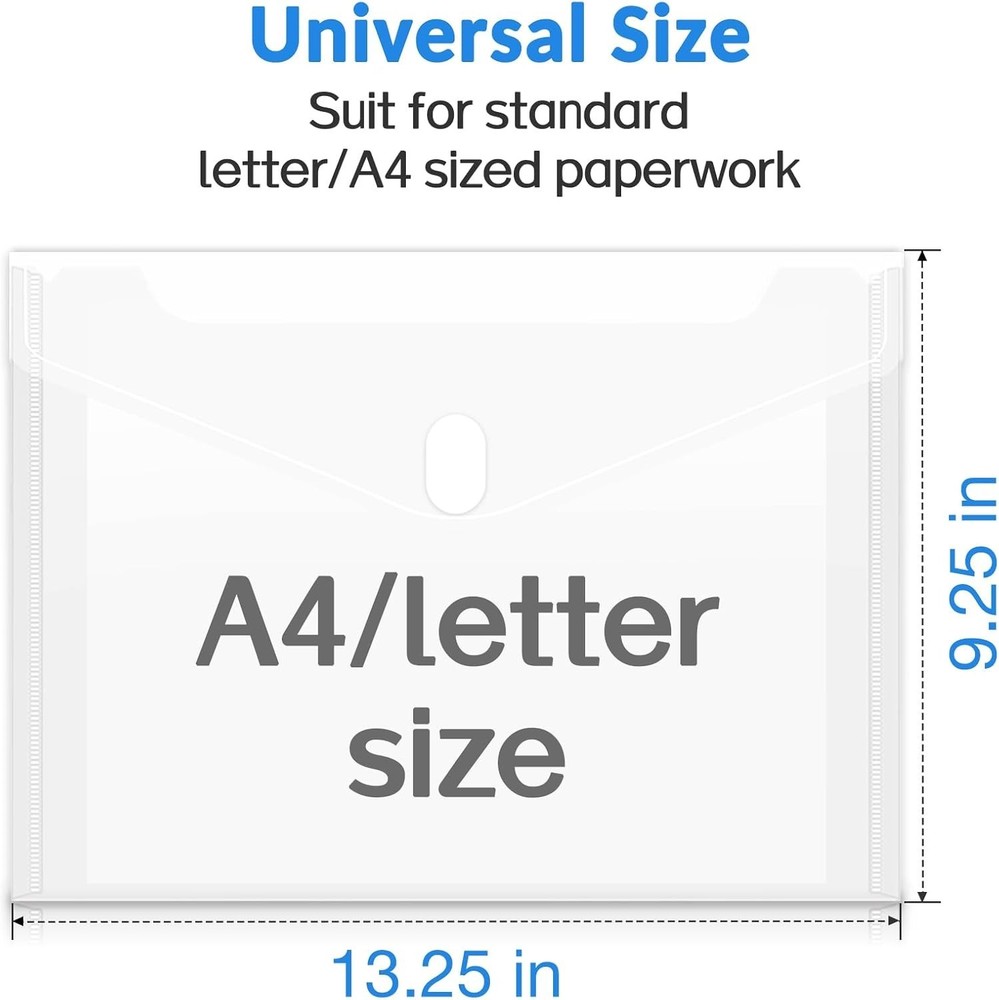 Clear Plastic Document Envelopes - Large Capacity 20 Pack for Easy Organization