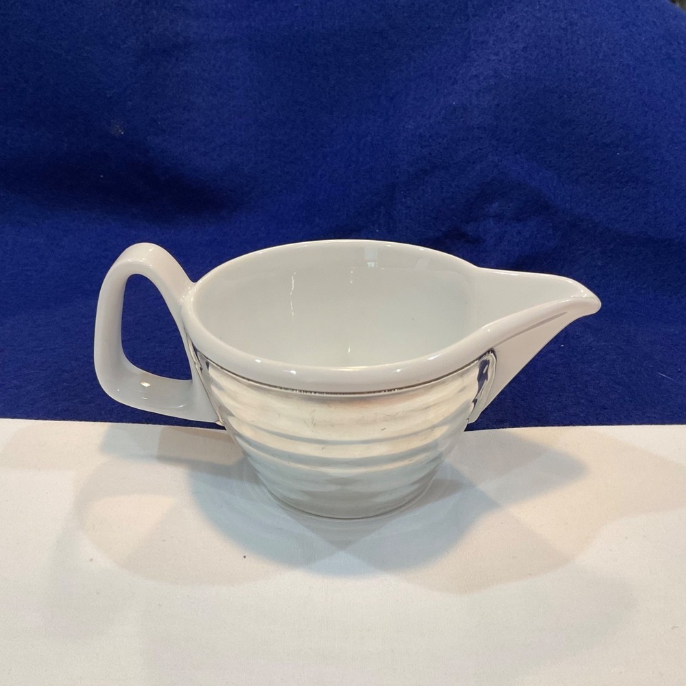WMF Hammered Silverplate Ceramic Cream Pitcher Creamer square handle