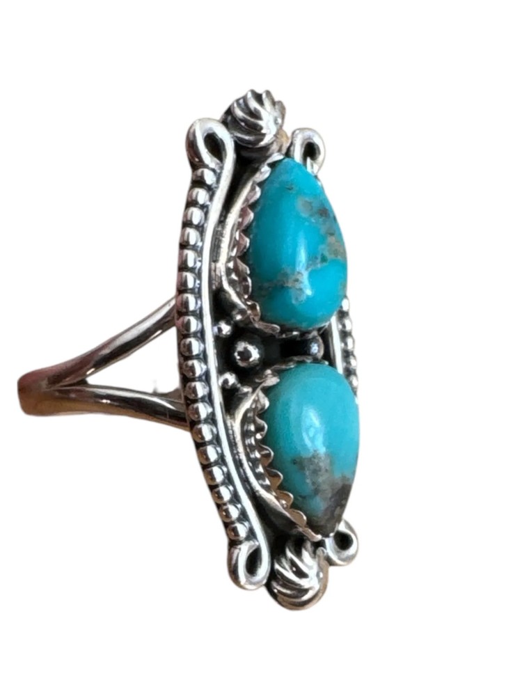 Kingman Turquoise Solid 925 Sterling Silver Ring 6