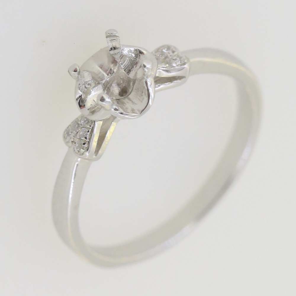 Sterling Silver Semi Mount Ring Setting Rd 4 4.5mm Solitaire Accent Engagement