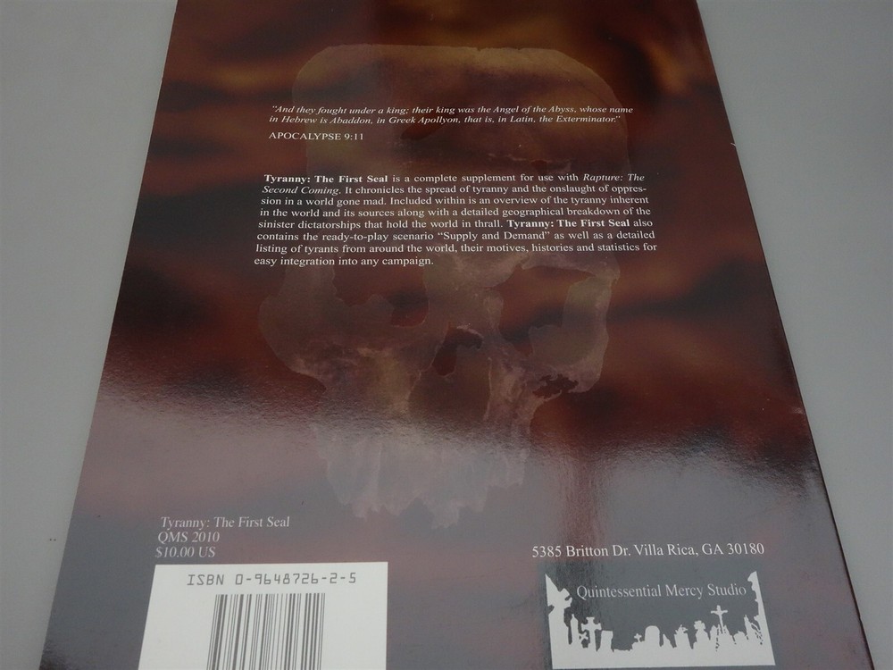 Tyranny- The First Seal, Oppression Sourcebook for Rapture: The Second Coming