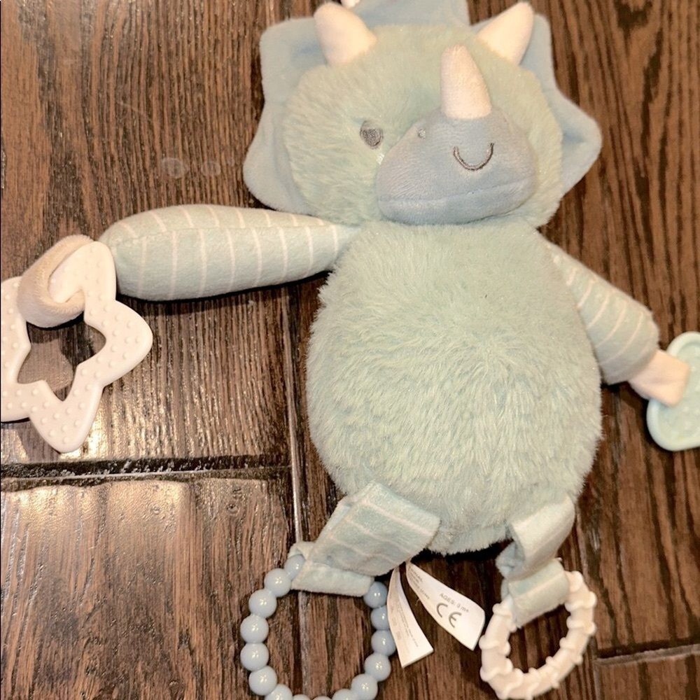 Plush Dinosaur Toy with Teether - Green