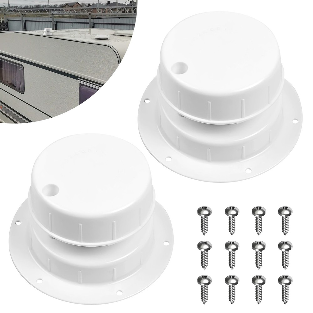 2 PCS RV Plumbing Vent Cap Trailer Camper Roof Sewer Cover Kit 1 to 2 3/8'' Pipe