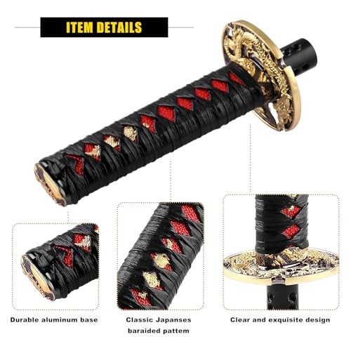 RYANSTAR Samurai Sword Automatic Shift Knob & 155MM (With Cover) Black/Red