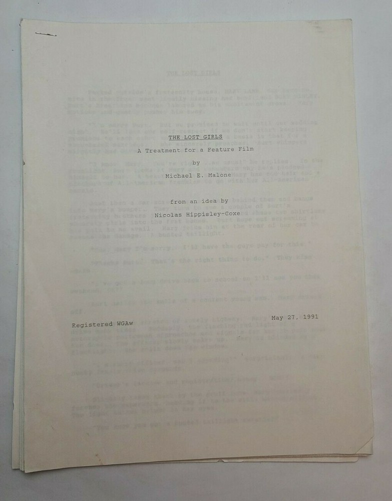 THE LOST GIRLS / Michael E. Malone 1991 Unproduced Treatment Script