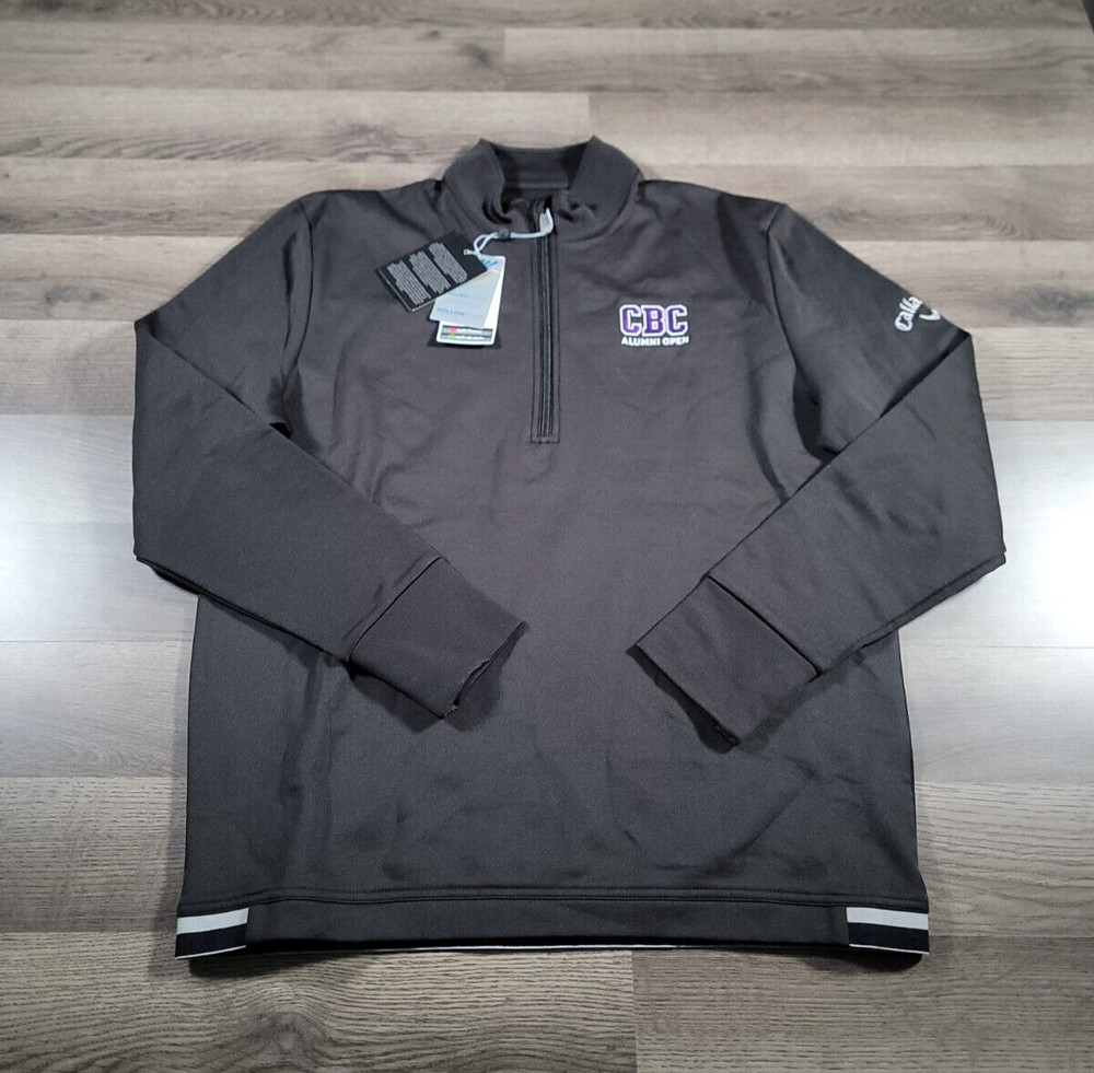 Callaway Golf Pullover Jacket 1/4 Zip Black Medium CBC High School Stretch NWT