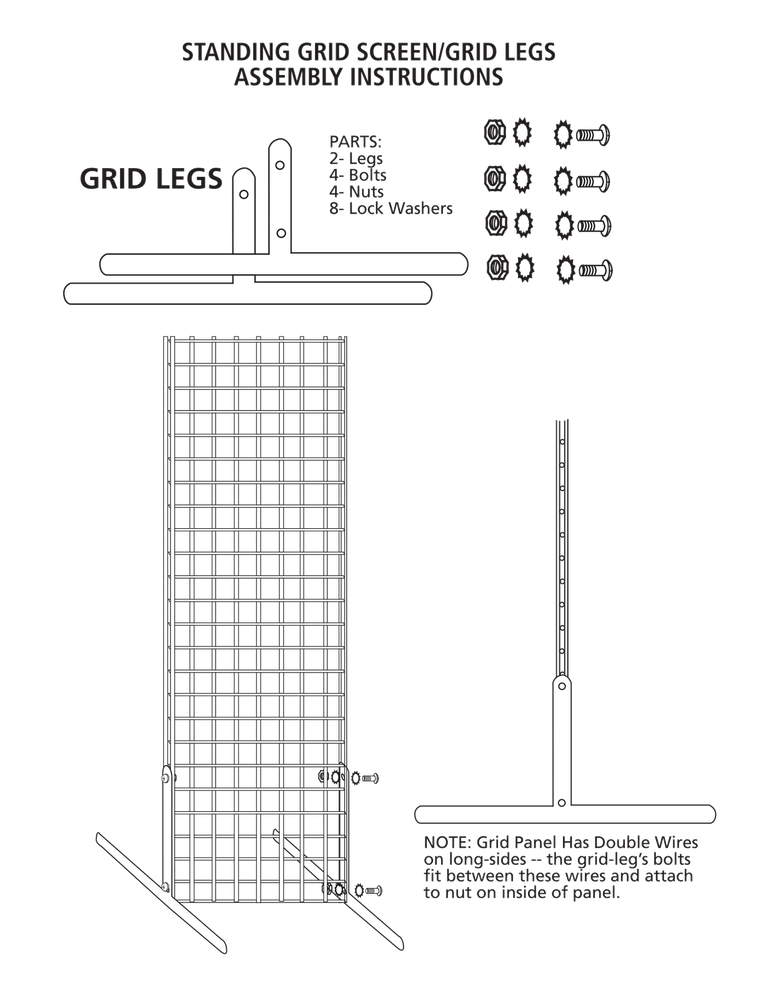2 ft x 6 ft White Standing Grid Screen - Includes Grid Panel and 2 Grid Legs