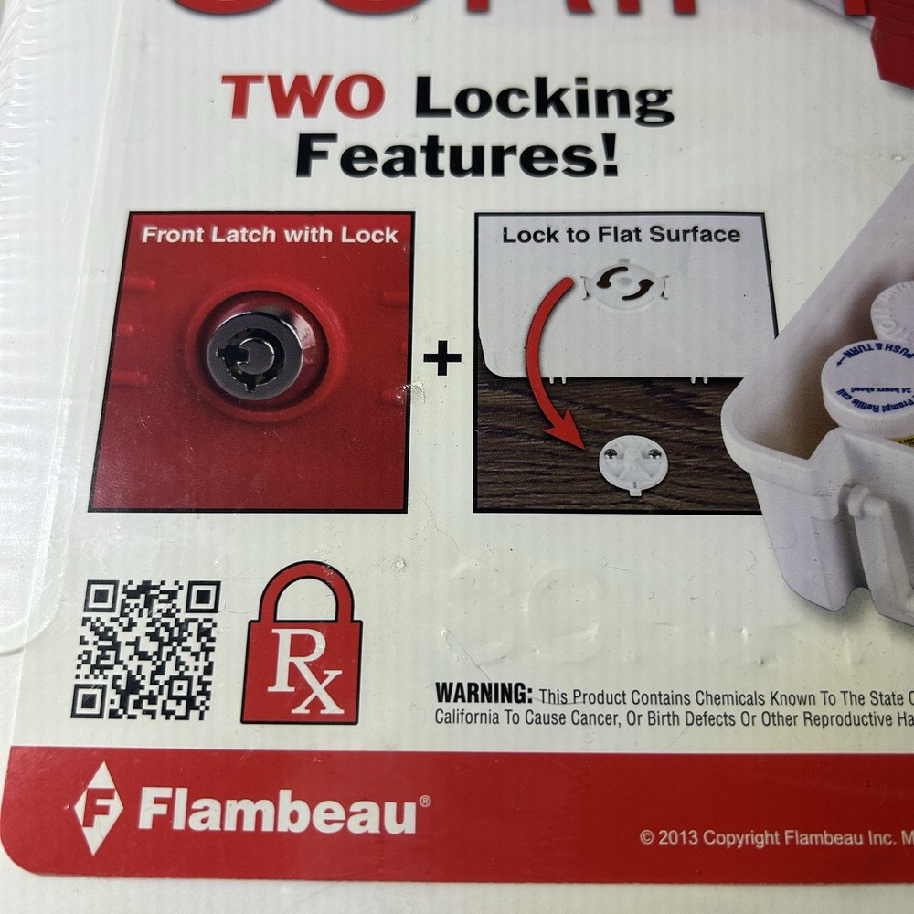 Flambeau Scriptsafe Prescription Lock Box 2 Locking Options Heavy Plastic NEW!