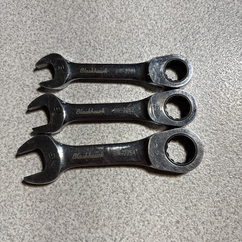 Blackhawk Combination Metric Stubby Ratcheting Wrenches