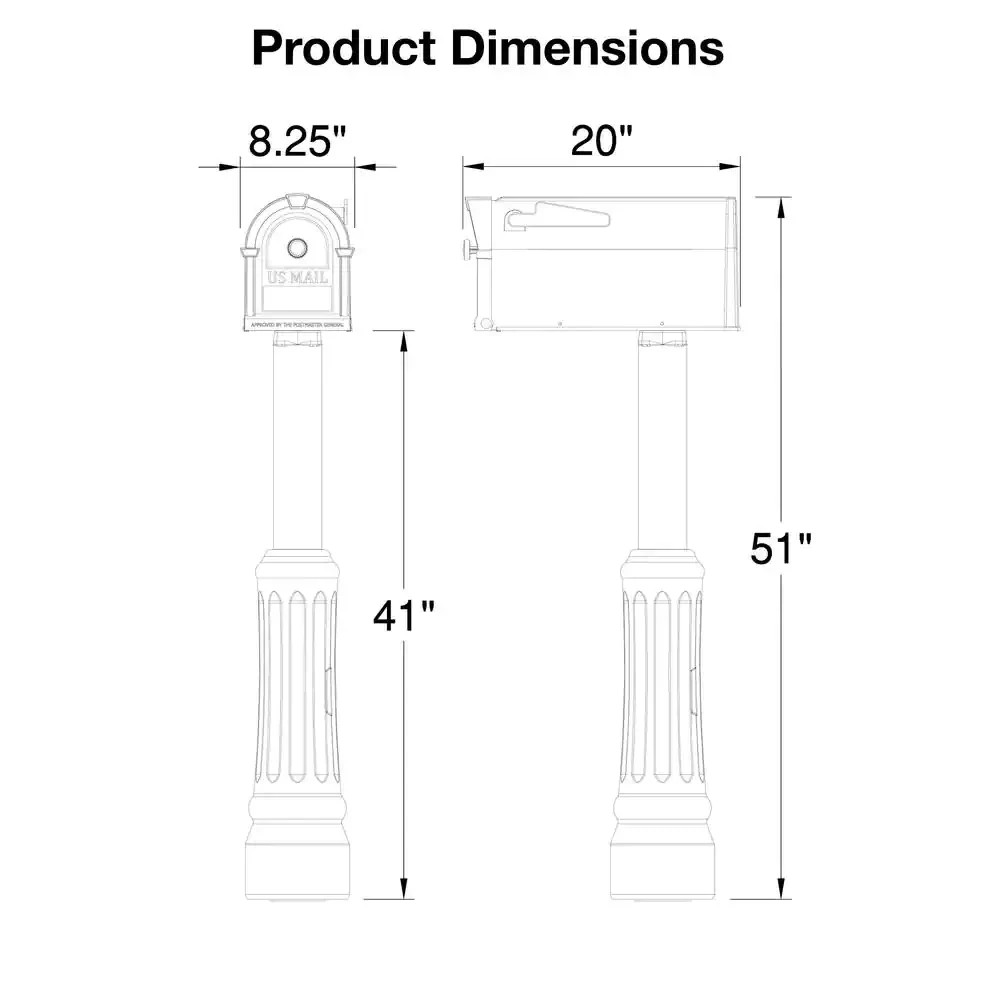 Madison Mailbox and Post Kit, Black
