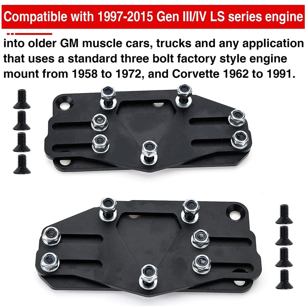 Slider SBC/BBC to LS Engine Conversion Swap Mounts Compatible with 1997-2015 ...