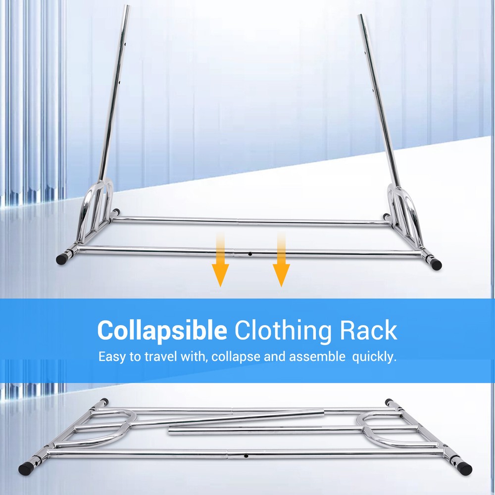 Singel Rail Garment Rack with Wheels Multi Purpose Clothes Storage Drying Hanger