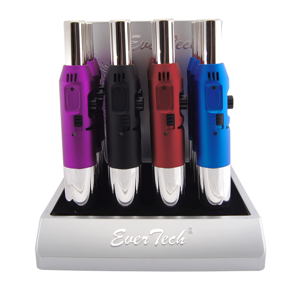Pen Jet Butane Torch Lighter Safety Lock & Adjustable Flame Refillable Blue
