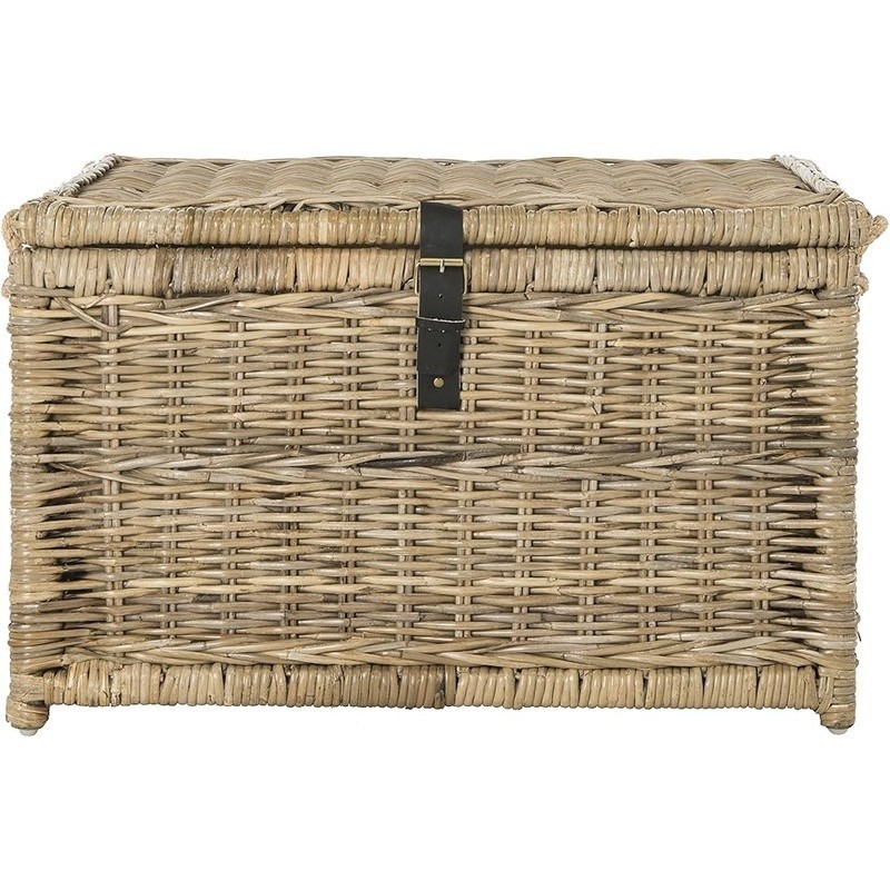 Versatile Wicker Storage Trunk Decorative Bench W/ Cushioned Lid Large Capacity