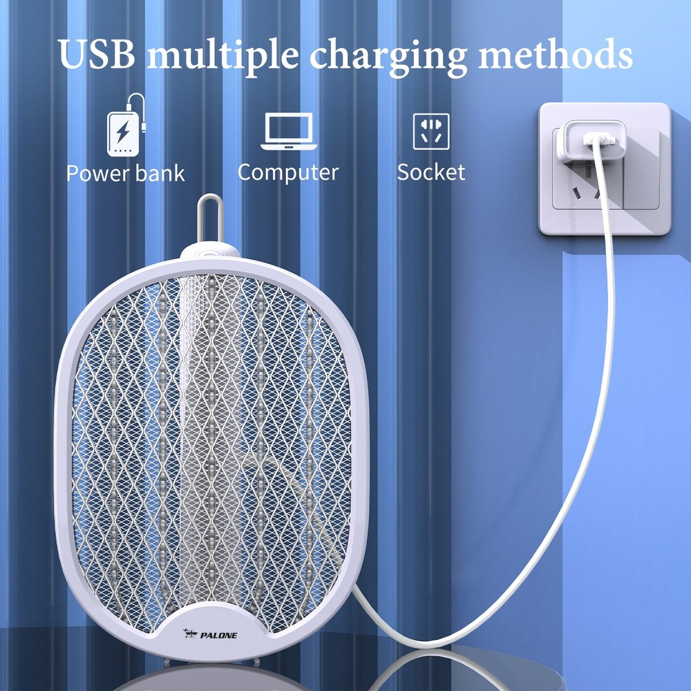 Multi functional electric mosquito swatter, handheld, wall mounted, desktop